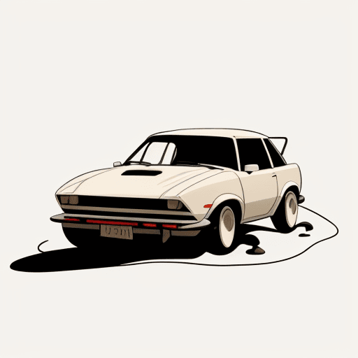 AI generated: A minimalistic illustration of a car beside a river, modern, in the style of Mike Mignola, light bro...