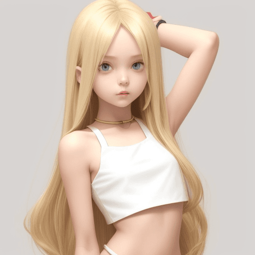AI generated:  hot long blonde hair girl hot crop top loli
