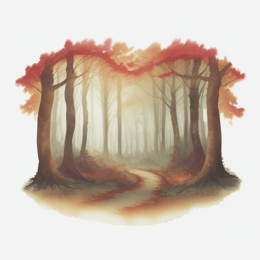 AI generated: forest magic, an enchanted dreamlike autumn forest, delicate watercolor illustration with a light vi...