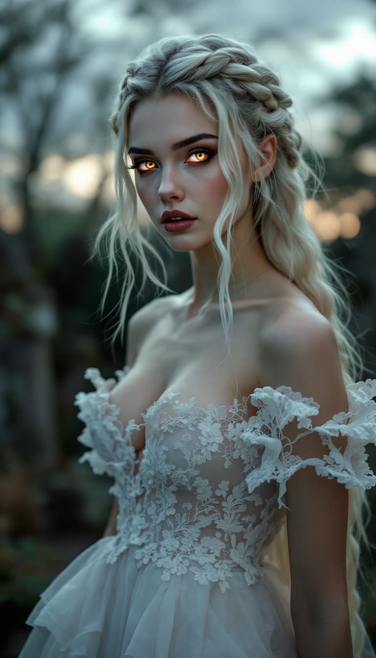 AI generated: a professional photo of a exceptionally of the most beautiful Russian angelic vampire girl in the wo...