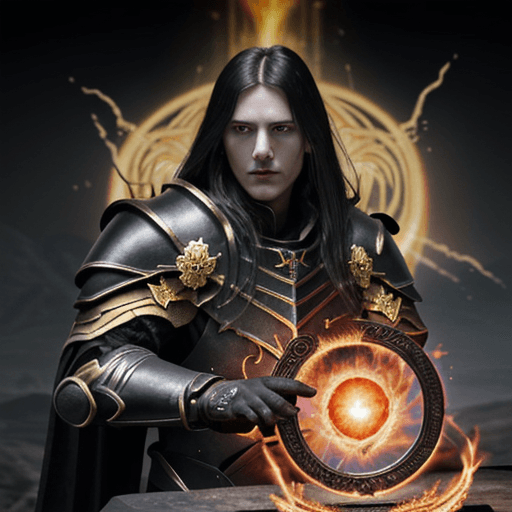 AI generated: "Lord of the Frenzied Flame", "Elden Ring", "black overlapping plate armor edged with gold", "black ...