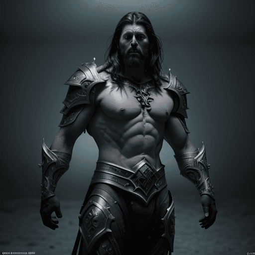 AI generated: corrupted paladin, man, muscles, hyper-realistic, very detailed, epic, dramatic, empty, perfect comp...