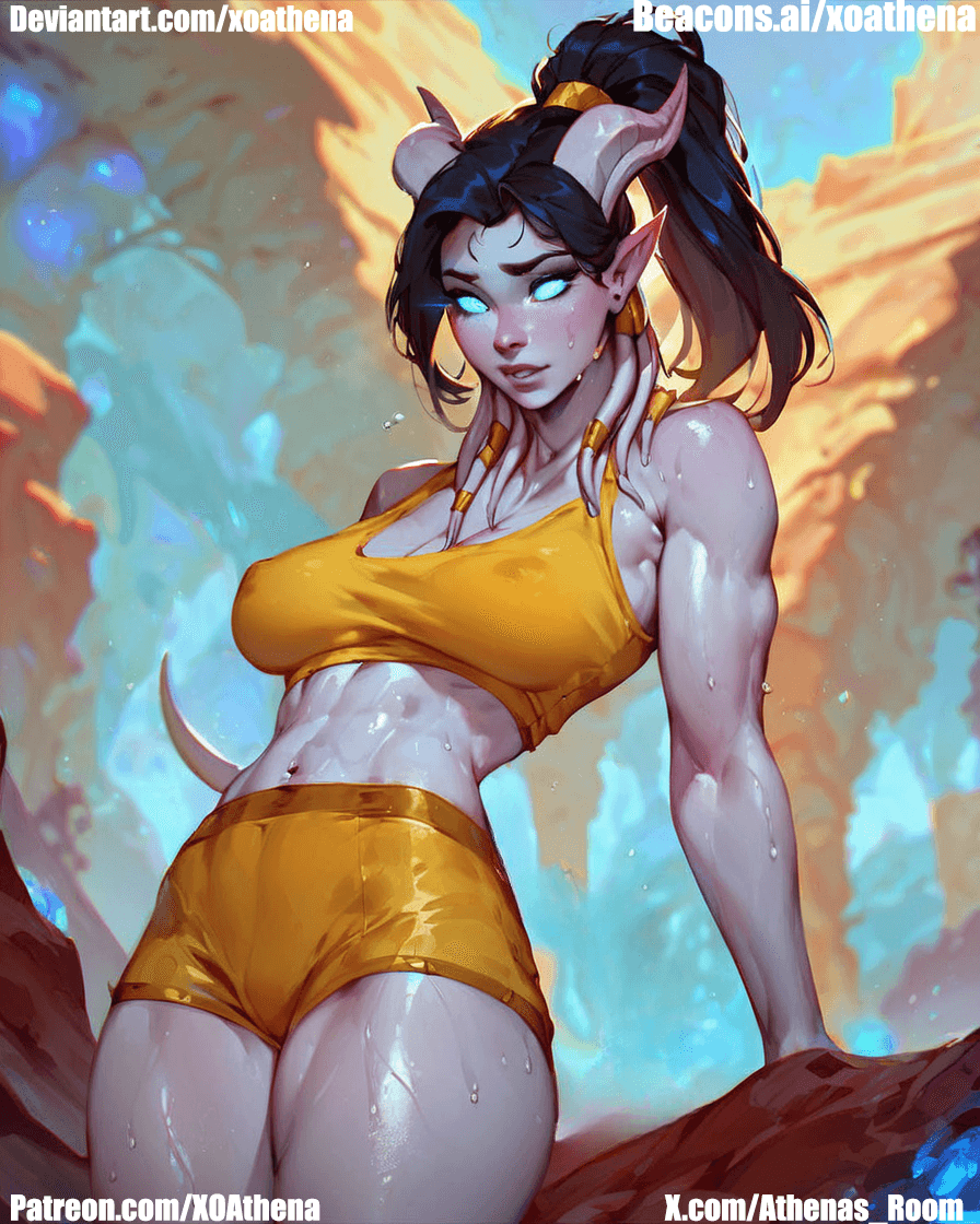 AI generated: 1girl, draenei, white skin