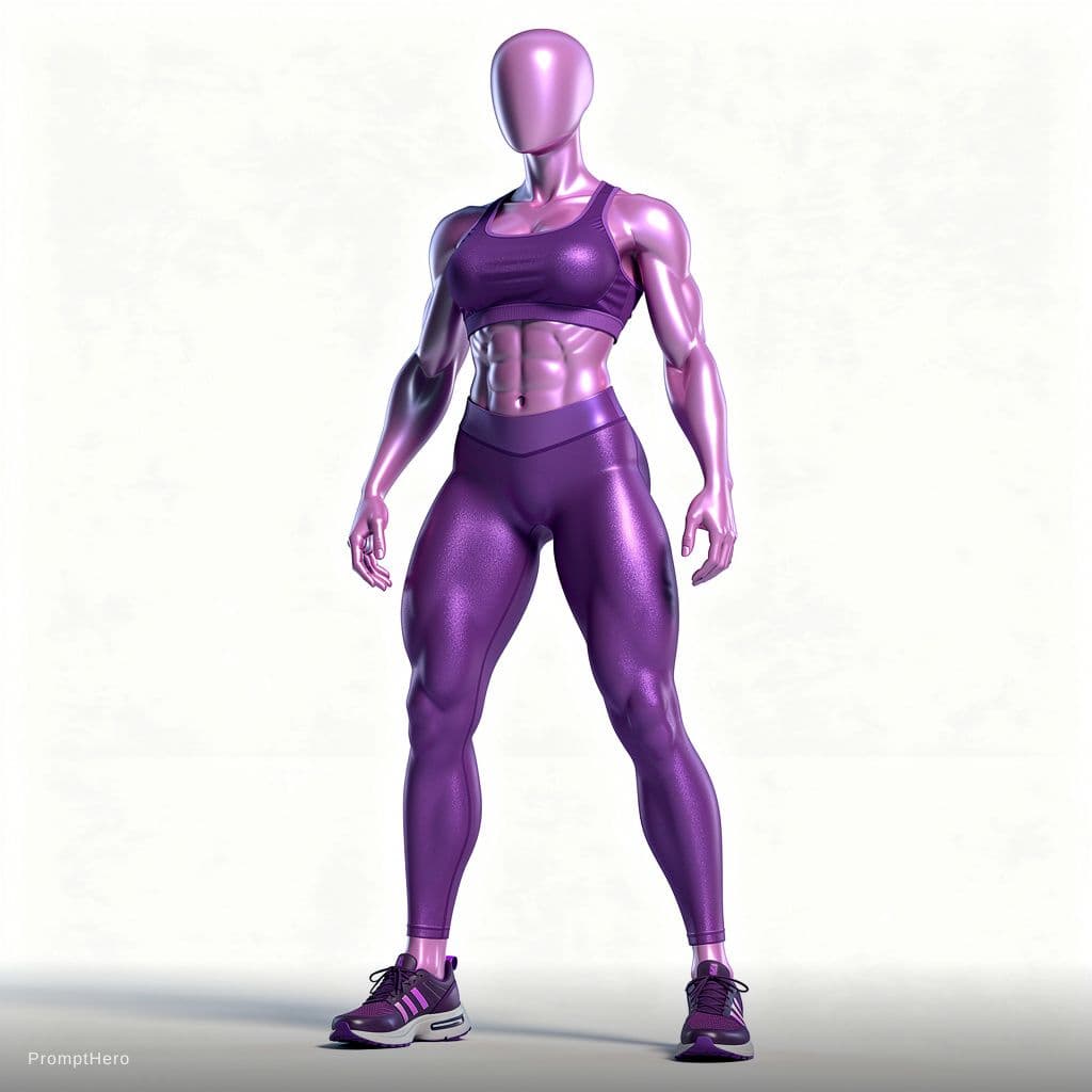 AI generated: A stylized, faceless, style vector 3d-female supermodel character, stands and shows her perfect figu...
