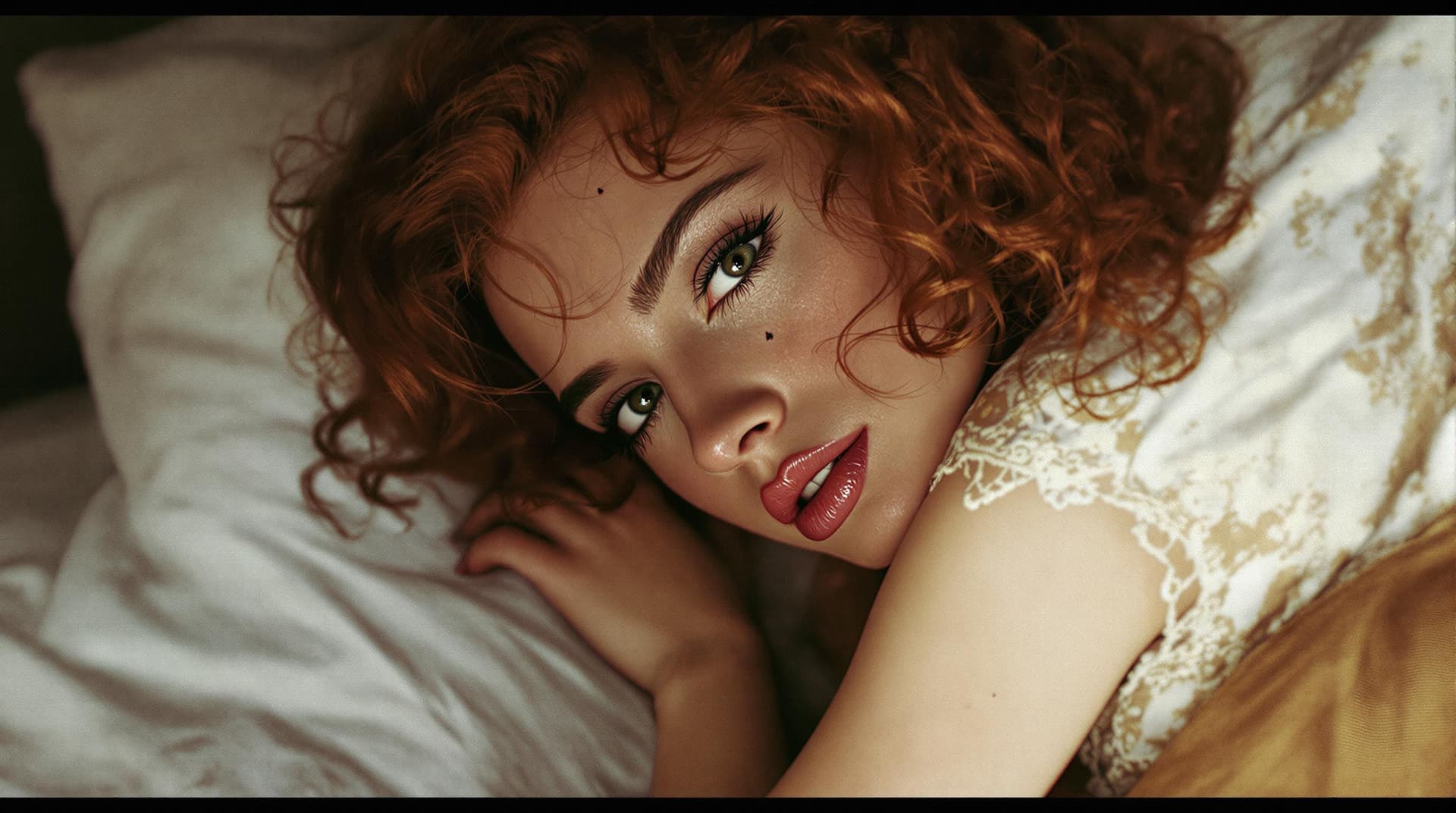 AI generated: French New Wave film look, soft Rembrandt Light low saturation. A young beautiful Latino white lady ...