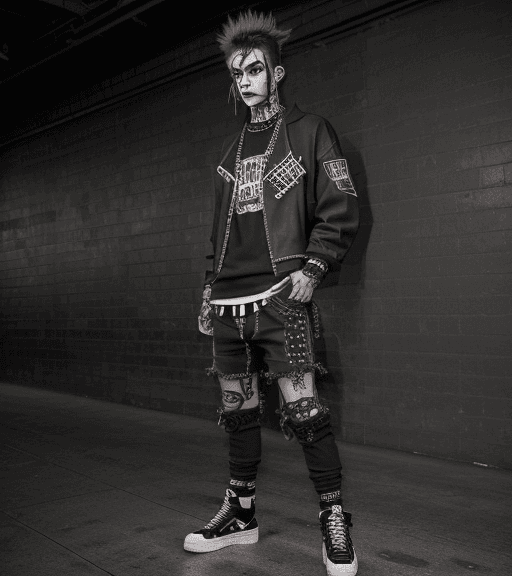 AI generated: Hyper photorealistic eye level full-body photograph of a male clothing brand model, outfit style ble...