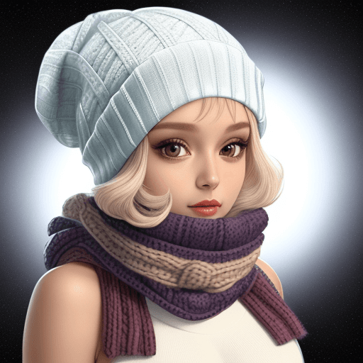 AI generated: A beautiful alien from Venus wearing a knitted scarf and beanie
