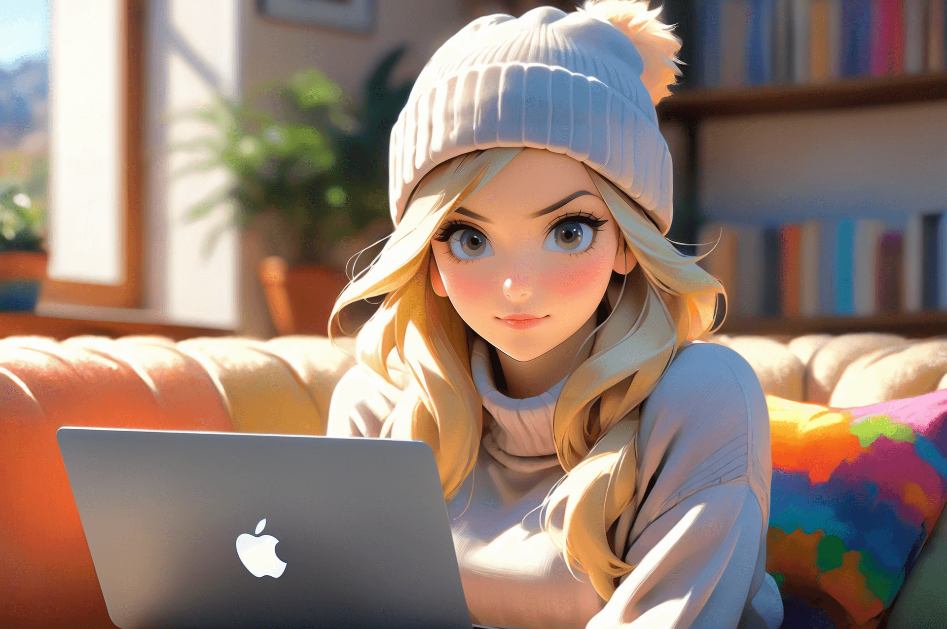 AI generated: anime, <lora:xl_more_art-full_v1:0.7>, 1 beautiful blonde girl, looking at camera, wearing thin bean...