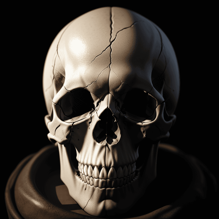 AI generated: human skull, rim light, cinematic  , 4k, hyper realistic, focused, extreme details