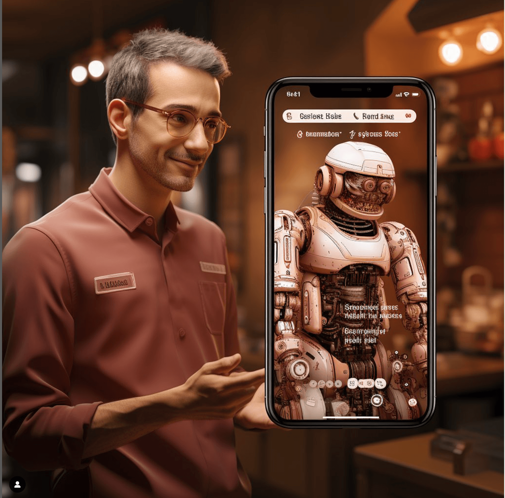 AI generated: A split screen of a food delivery worker looking at a phone and his boss on the other end, which is ...