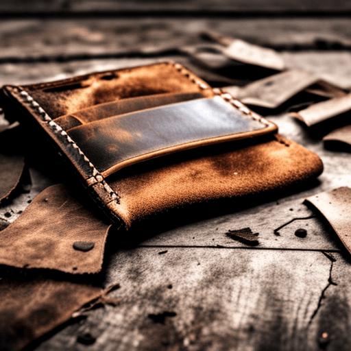 AI generated: abandoned leather wallet lying open and empty