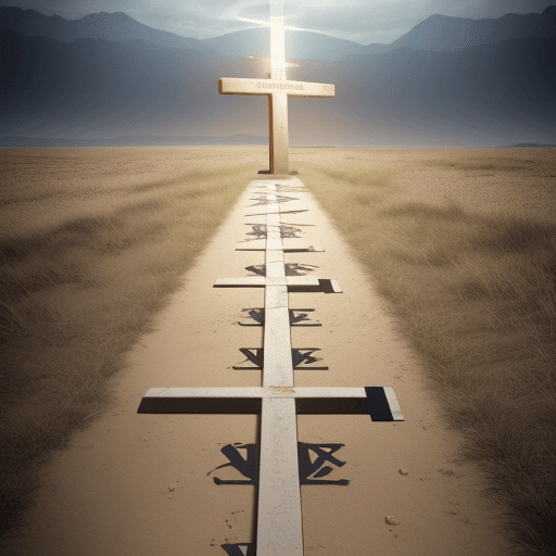 AI generated: Destiny decisions, pathway, cross, bible