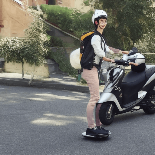AI generated: a cat ridding scooter