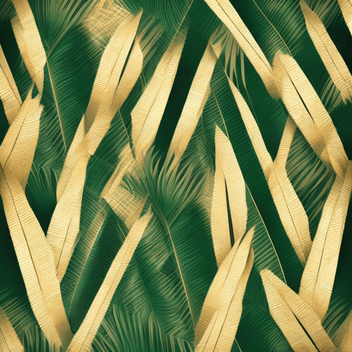 AI generated: Hyper realistic palm leaves background. Gold coloured, cinematic light, modern style, premium design...