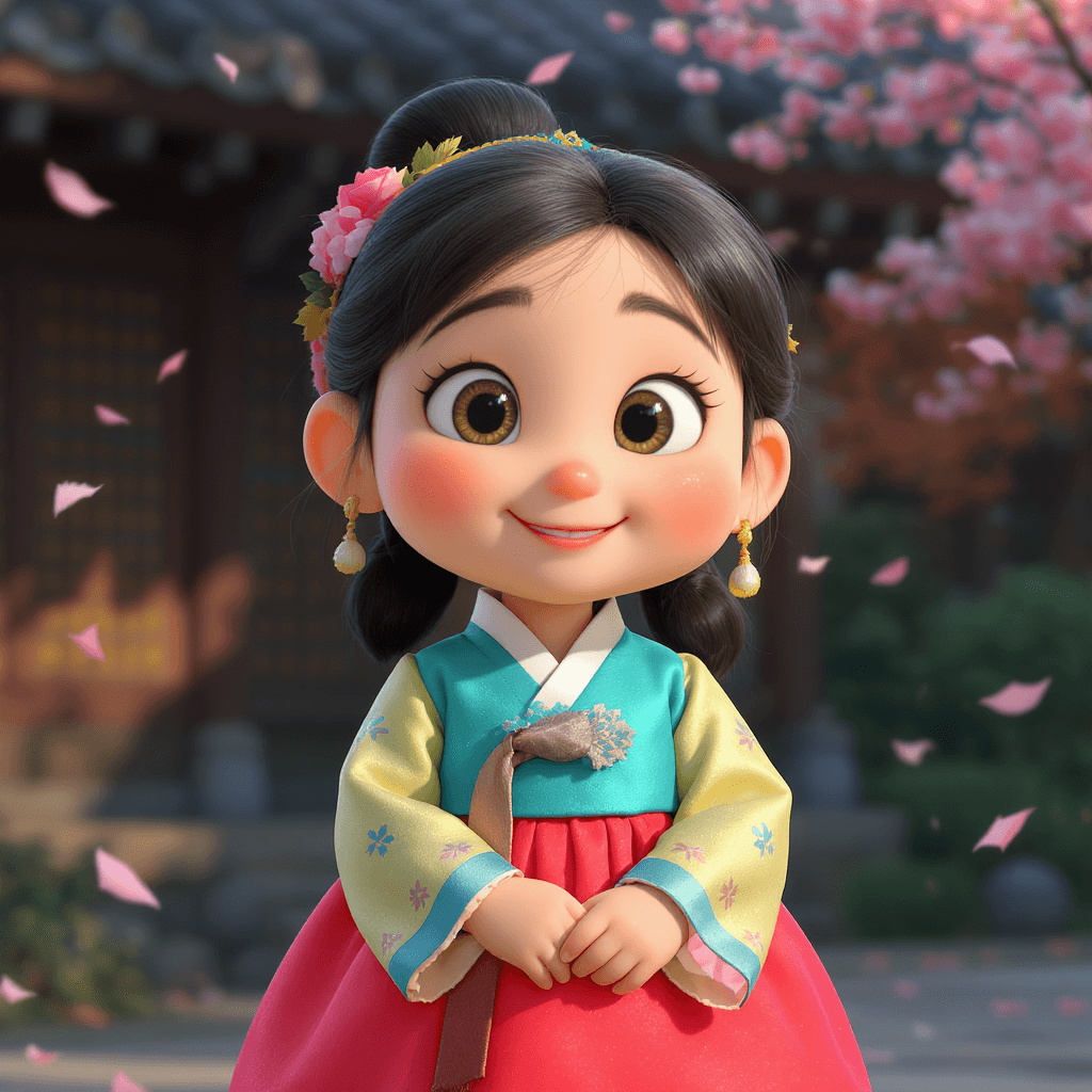 AI generated: A vibrant Pixar-style 3D rendering showcases a cheerful young South Korean character proudly wearing...