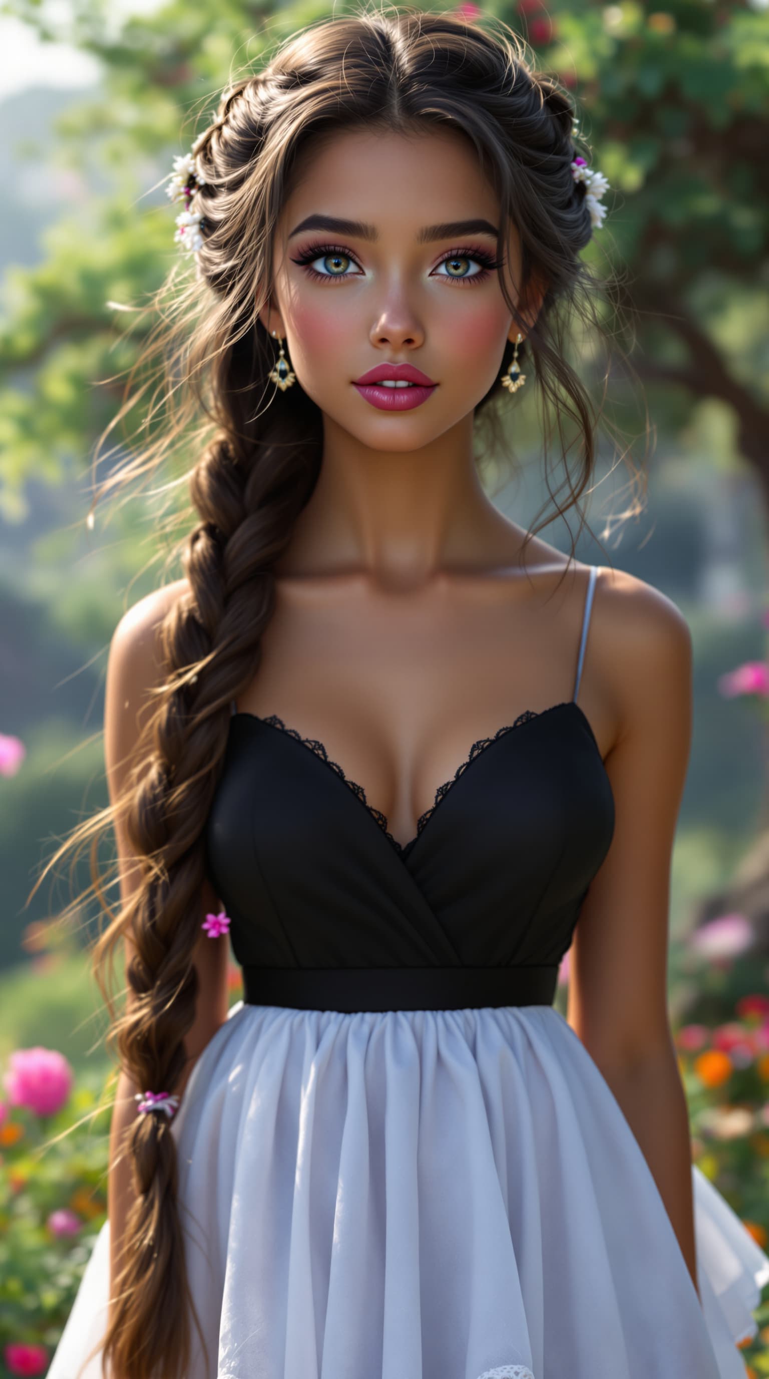 AI generated: A professional photograph showcasing Sarah, the most beautiful seventh-grade girl in the world, rend...