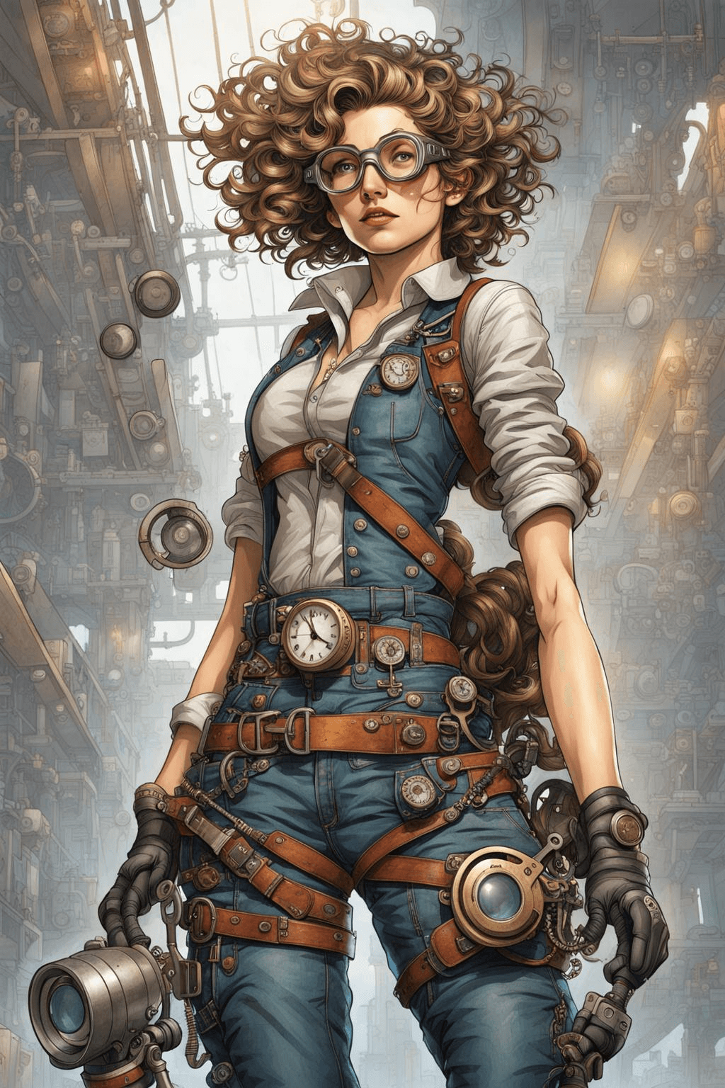 AI generated: Raw, masterpiece, highly detailed character design, comic book style, perfectly centered, steampunk ...