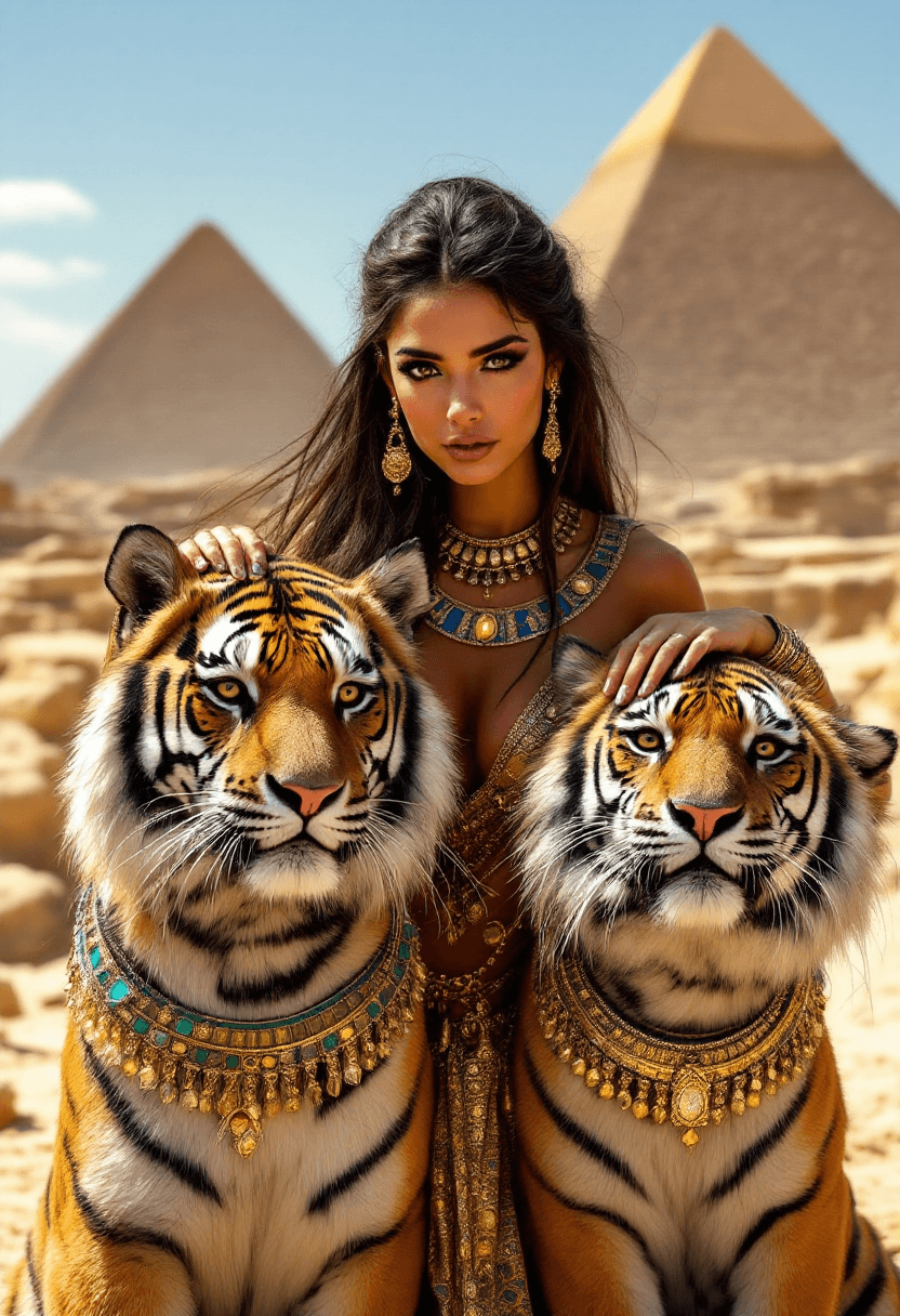 AI generated: An ultra-realistic, (full-body:1.3) portrait of a mesmerizing brunette Egyptian woman (age 23) looki...