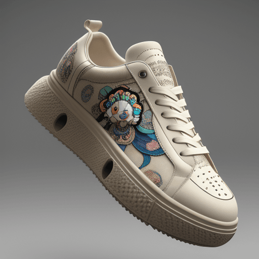 AI generated: sneakers dr stanges designed by Takashi Murakami, high detail, intricate detail texture, 3d render, ...