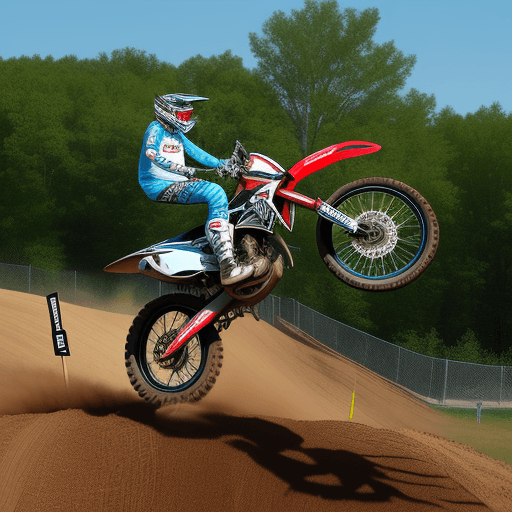 AI generated: lynx riding a motocross bike doing a wheelie, logo shape
