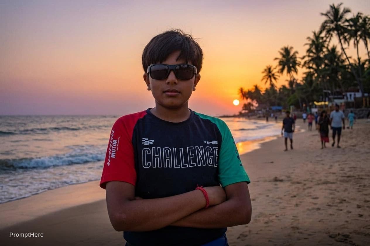 AI generated: A beautiful sunset at beach and nice posese of image and very realistic photo 