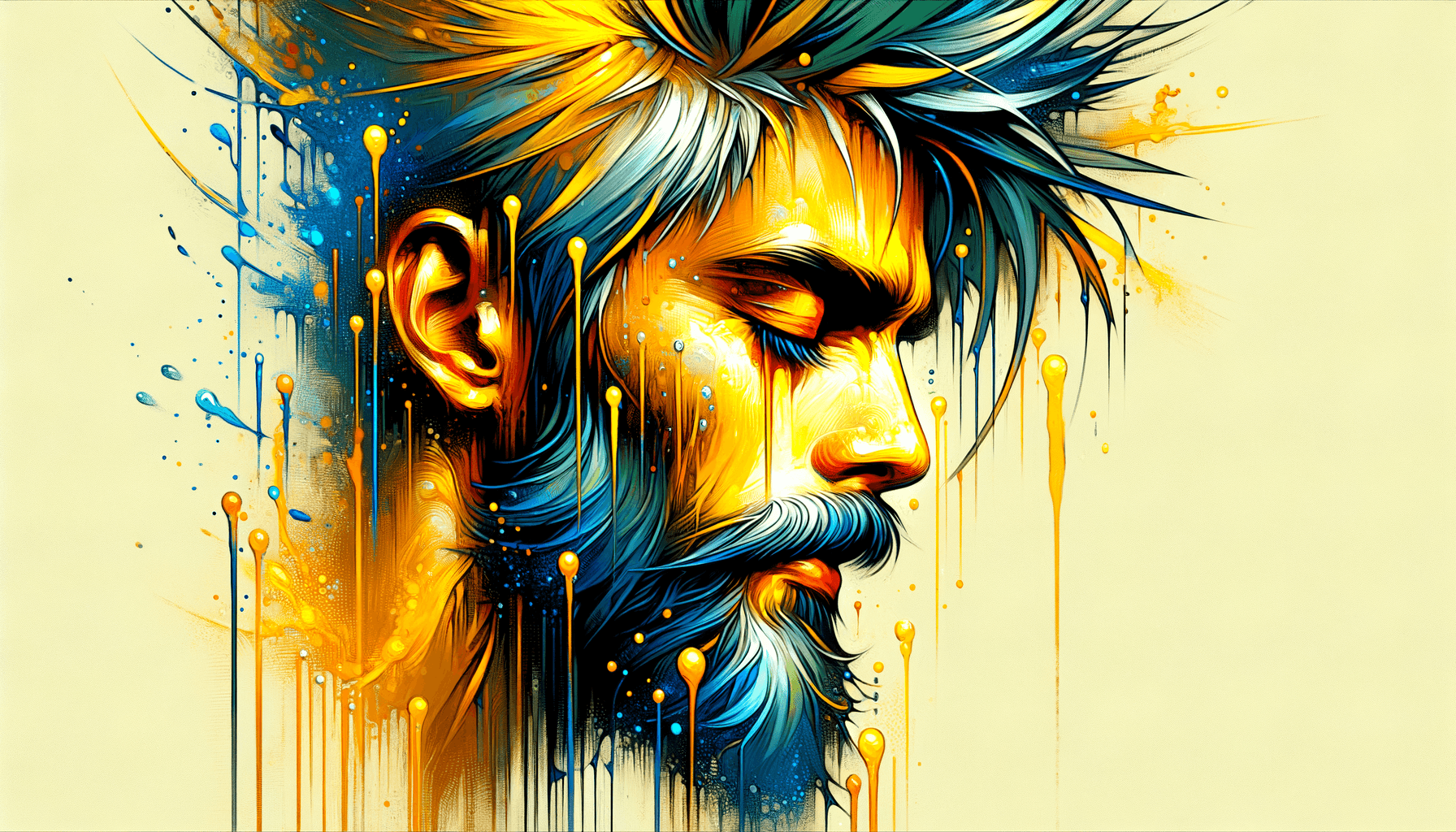 AI generated: paint drip, yellow and brown