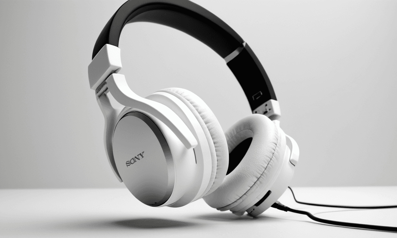 AI generated: a hand holding a pair of headphones, an ambient occlusion render, neo-dada, sleek waterproof design,...
