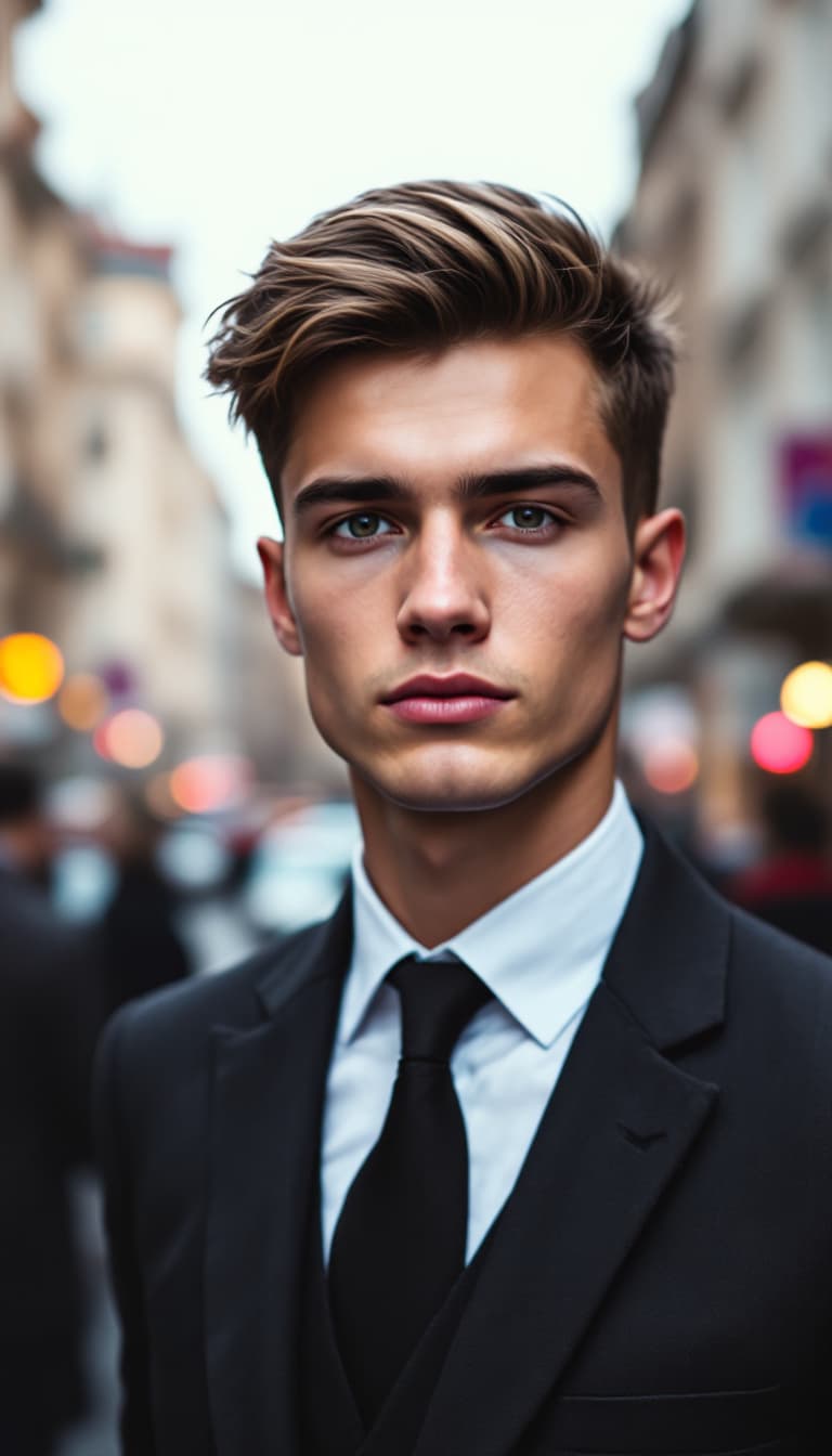 AI generated: Photography, A handsome Slavic Russian young male image. He is wearing a suit and facing the front. ...