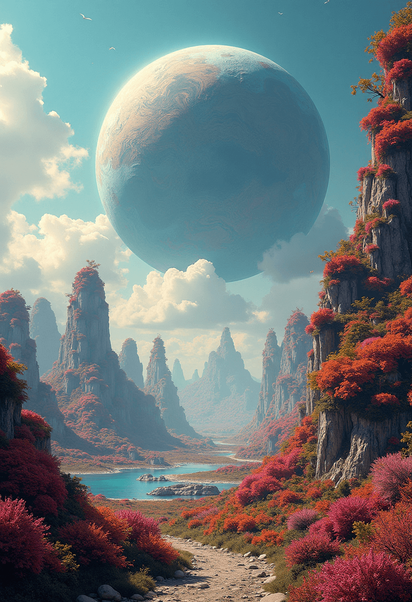 AI generated: A captivating extraterrestrial landscape, showcasing an alien world with breathtaking intensity. The...