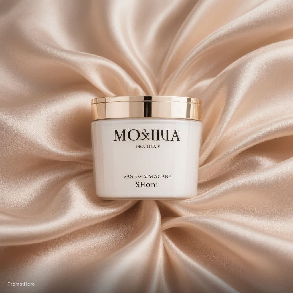 AI generated: A luxury product advertising photo of [product] placed on elegant flowing fabric such as silk or sat...