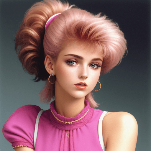 AI generated: high resolution one woman bust with the 80s fashion clothes and hairstyles


