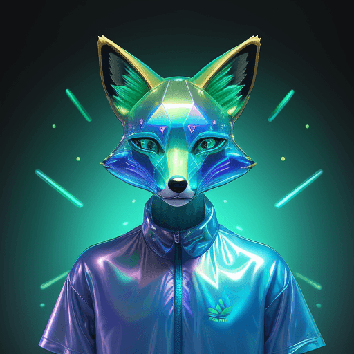AI generated: 
3D cartoon Fox Head with Human Body, Wearing Iridescent Holographic Liquid Texture & Translucent Ma...