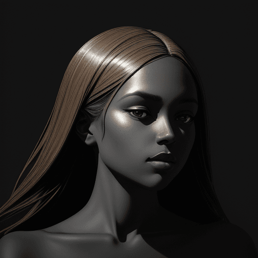 AI generated: a black and white photo of a woman with shadow and subtle textured background, in the style of minim...