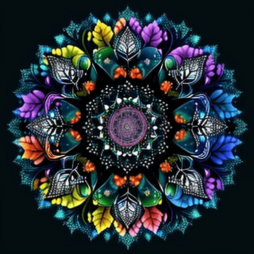 AI generated: Colorful nature with a lot of trees and leaves. It should be really beautiful and contain mandala ef...