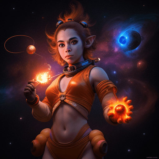 AI generated: high resolution cinematic portrait of a beautiful cute anthropomorphic female space monkey fire arti...