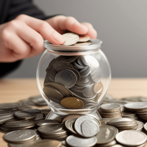 AI generated: "An image of a small coin being dropped into a piggy bank, with the piggy bank gradually filling up ...
