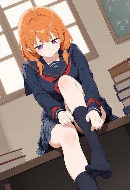 [Illust&XL&Pony] dressing socks / adjusting legwear / sock pull / 靴下履き / 靴下直し