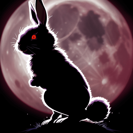 AI generated: "Draw a terrifying rabbit singing, with a full moon behind it, in a cartoon or anime style. The rabb...
