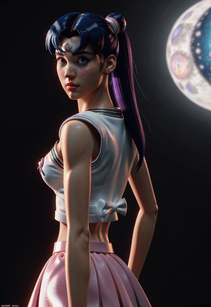 AI generated: sailor-moon animation, front-view centered, medium photography, intricate details, cartoonist cinema...
