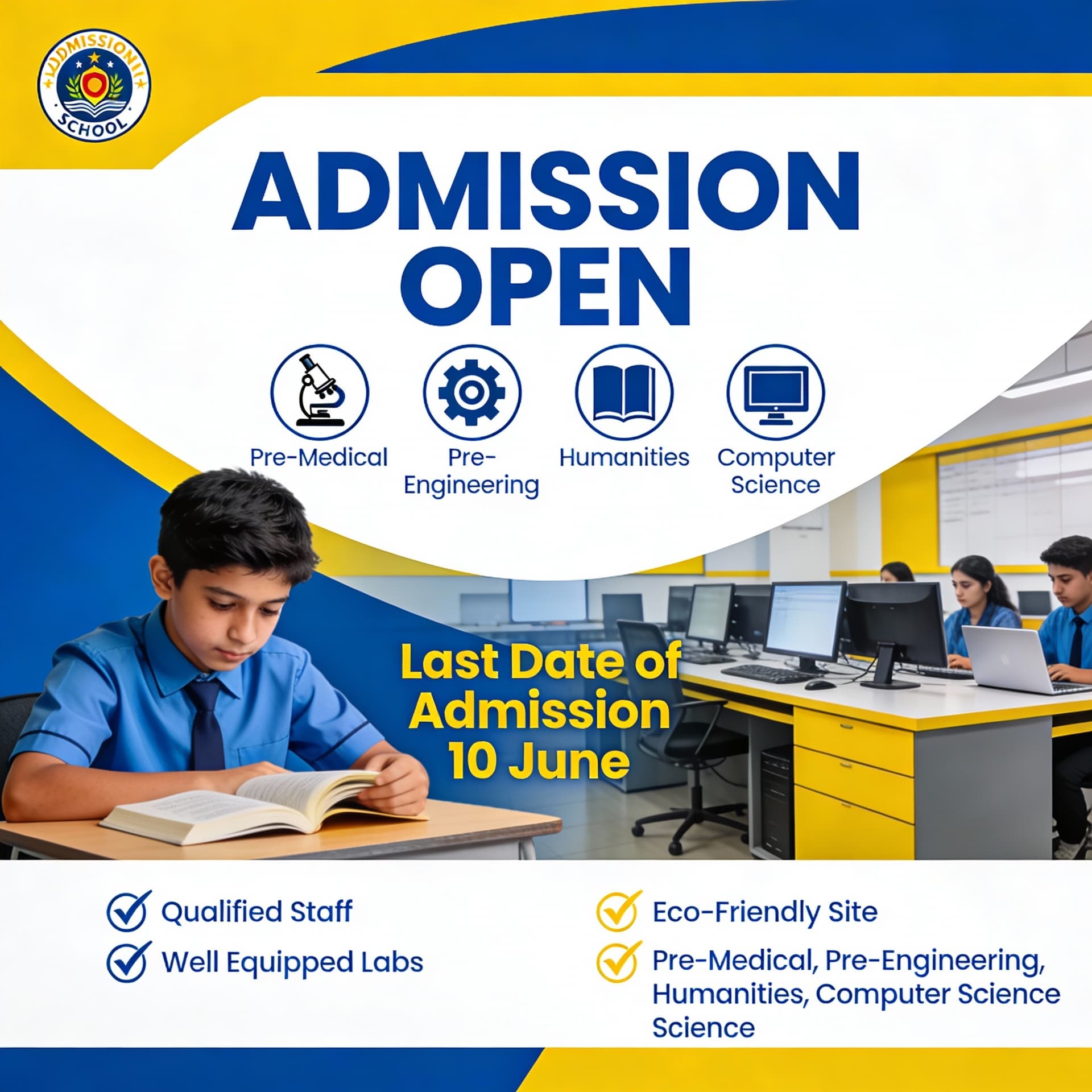AI generated: Create a bright, eye-catching school admissions poster for GHSS Sherpur Mansehra with bold colors (b...
