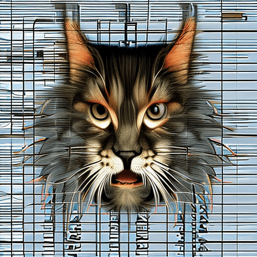 AI generated: a black smoke maine coon in motion, elegant, intricate background, epic composition, dark tones, unf...