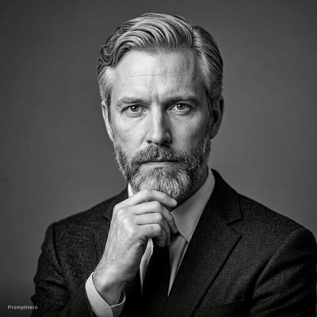 AI generated: Image Type: Digital photograph, formal studio portrait.

Overall Photographic Style: Photorealisti...