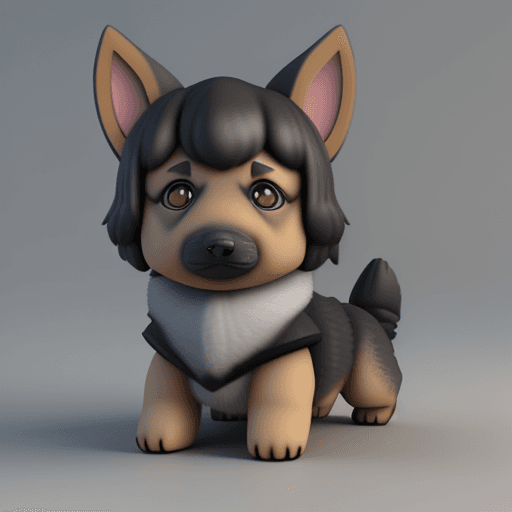 AI generated: baby Chibi GERMAN SHEPHERD, 3d render