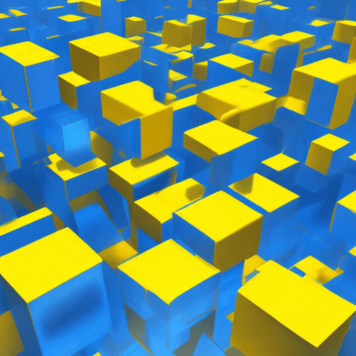 AI generated: blue and yellow rectangular cuboids with rounded corners with word Cerebro on them floating in 3d sp...
