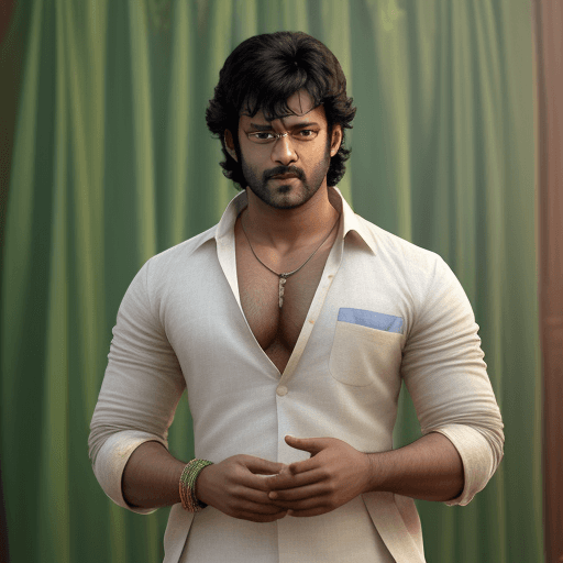 AI generated: create South Indian actor 
 Prabhas, known for his rugged charm, in a captivating blend of styles: d...