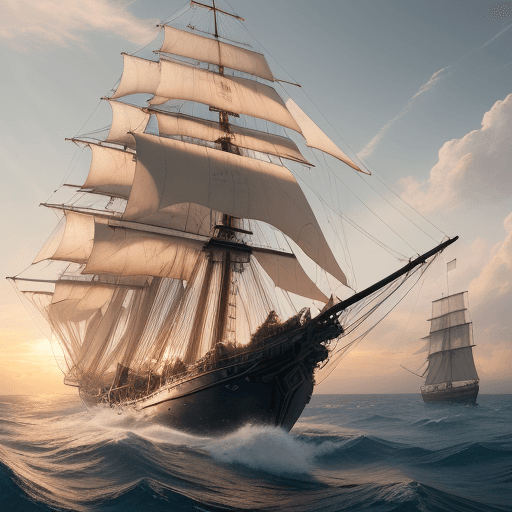 AI generated: Photo of a ultra realistic sailing ship, dramatic light, pale sunrise, cinematic lighting, battered,...