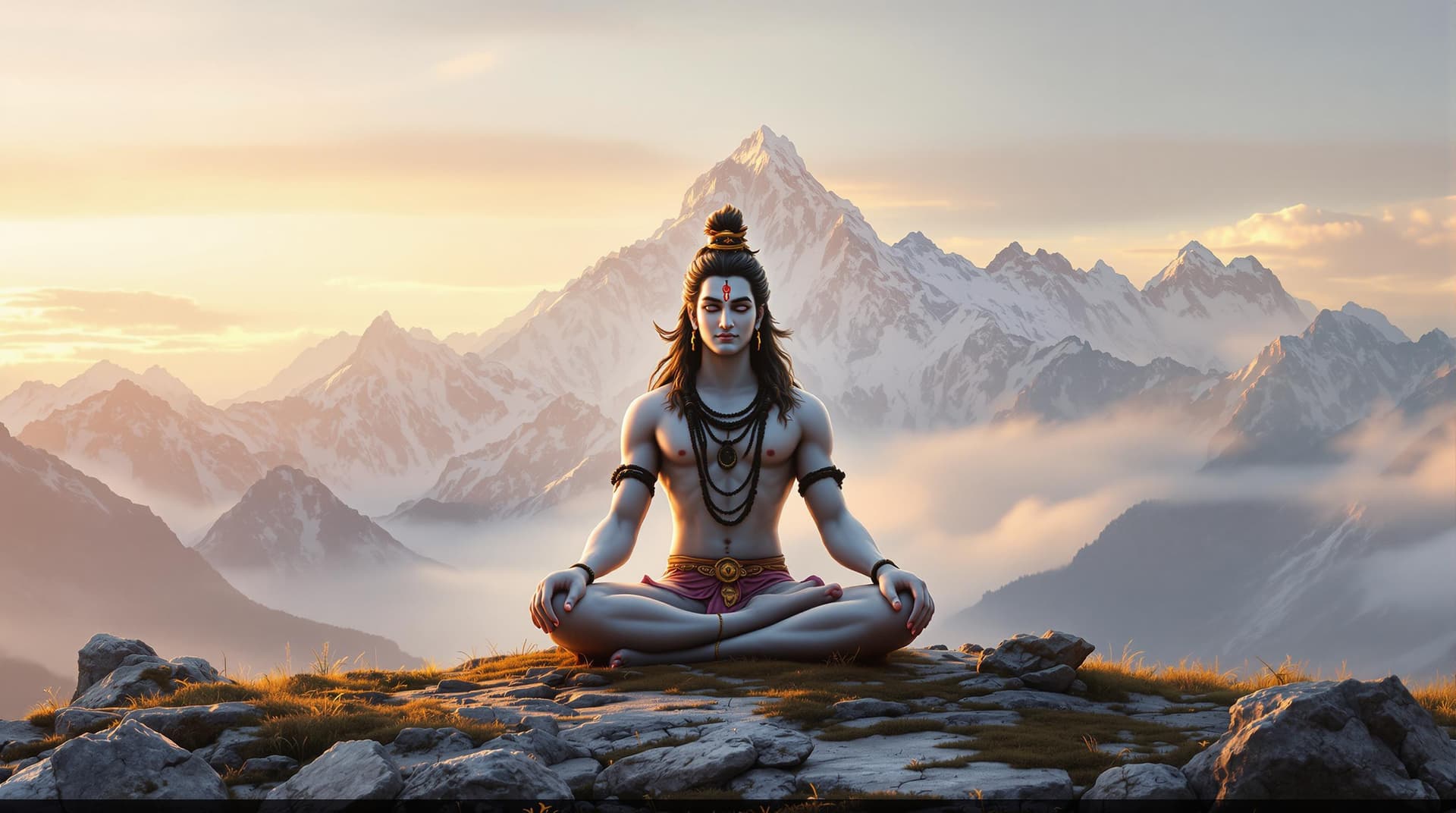 AI generated: "Generate an ultra-high-resolution image of Lord Shiva seated in perfect stillness amidst the Himala...