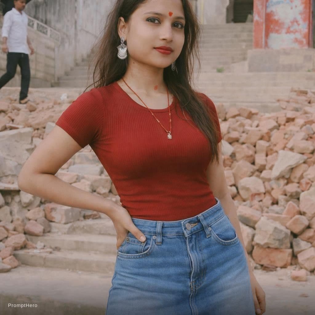 AI generated: Add a bra with hot look and skirt 