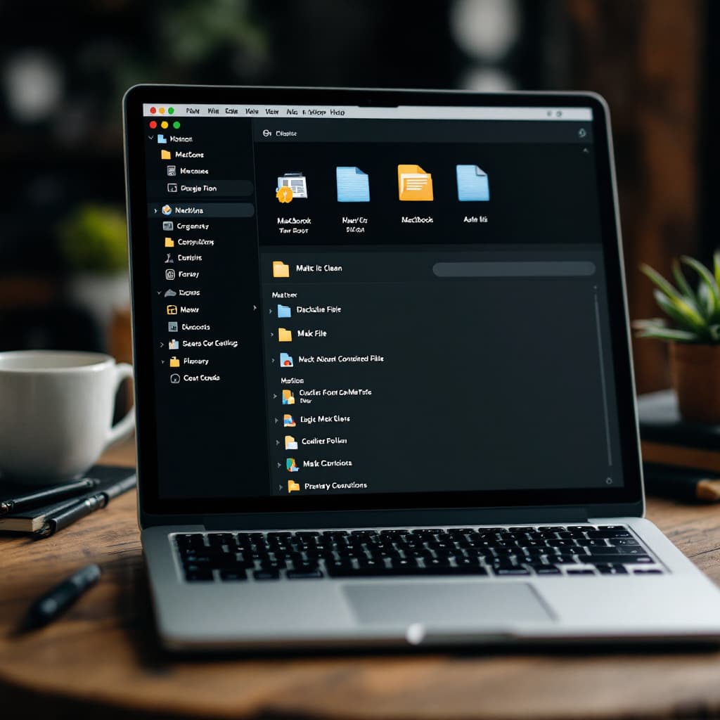 AI generated: Organized file showing on mackbook screen. make it clean 
