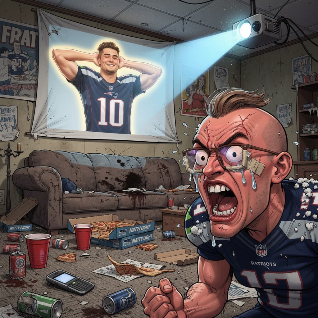 AI generated: 

Ultra-hilarious satirical meme caricature illustration parodying Jimmy Tatro's classic 2010s "West...
